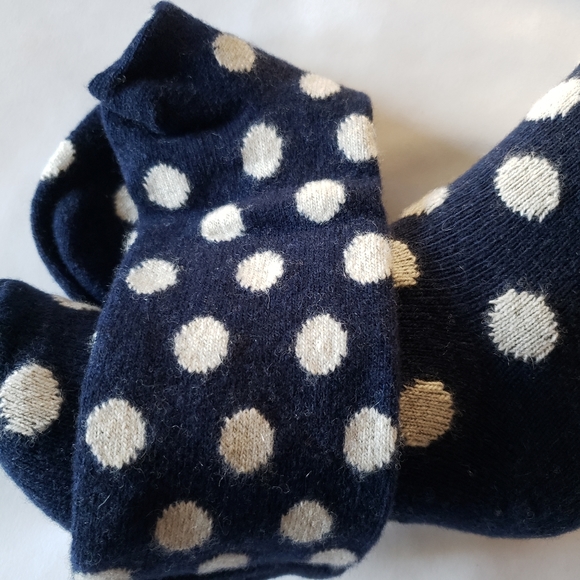 B. Ella Dots Blue White Socks Wool Cashmere Angora Bea Ladies 9-11 Imperfect - Picture 2 of 5